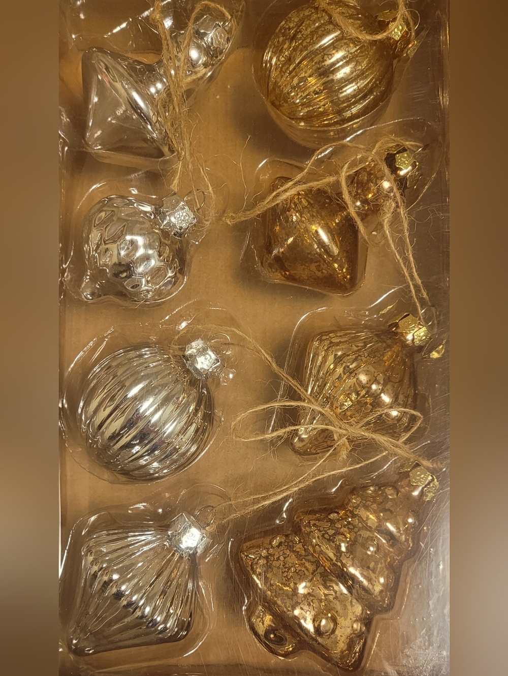 Kohl's Gold and Silver Glass Holiday Ornament Set Of 8